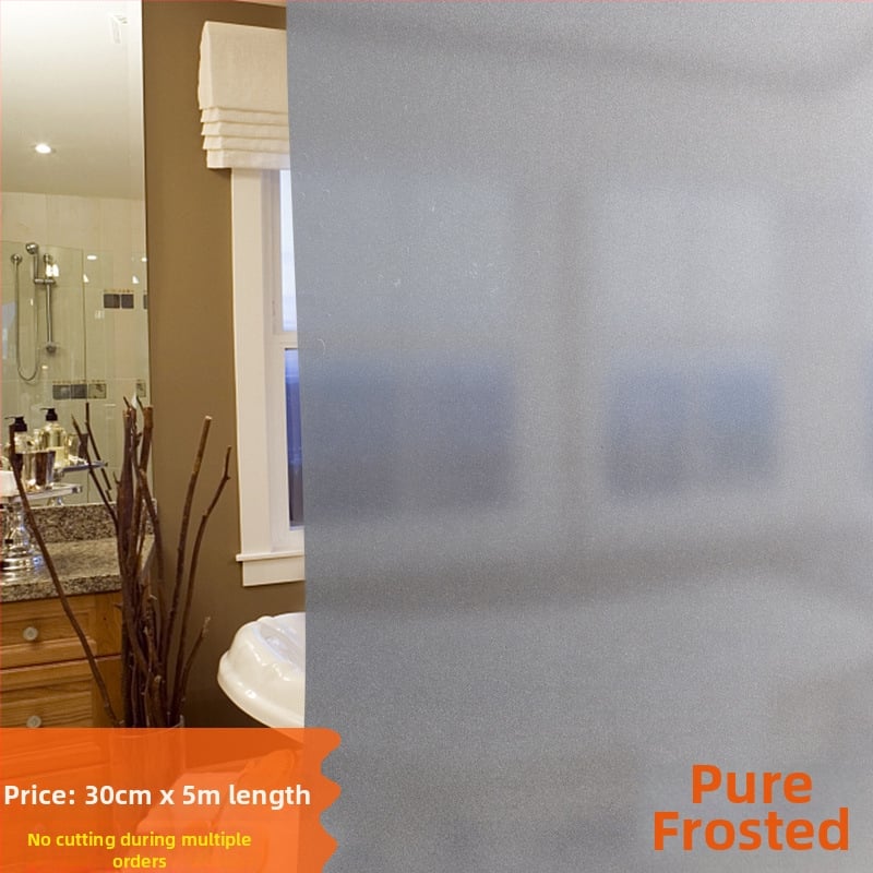 Savaime klijuojama matinio stiklo plėvelė langams – privatumas, vonios ir biuro erdvėms, PVC, nepermatoma, vienos spalvos raštas