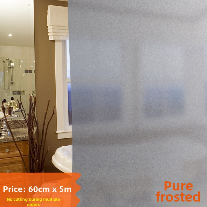 Savaime klijuojama matinio stiklo plėvelė langams – privatumas, vonios ir biuro erdvėms, PVC, nepermatoma, vienos spalvos raštas