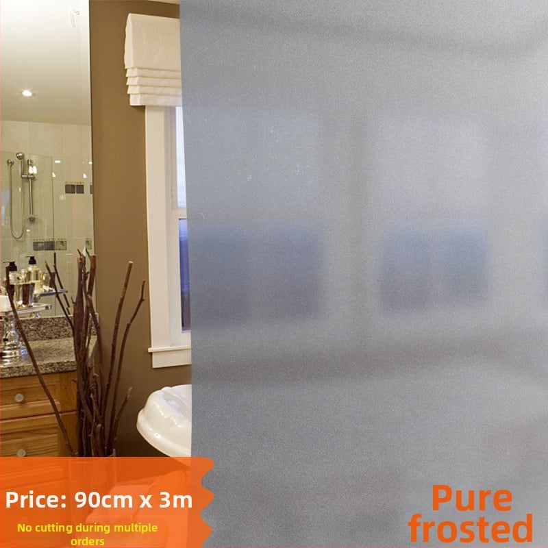 Savaime klijuojama matinio stiklo plėvelė langams – privatumas, vonios ir biuro erdvėms, PVC, nepermatoma, vienos spalvos raštas