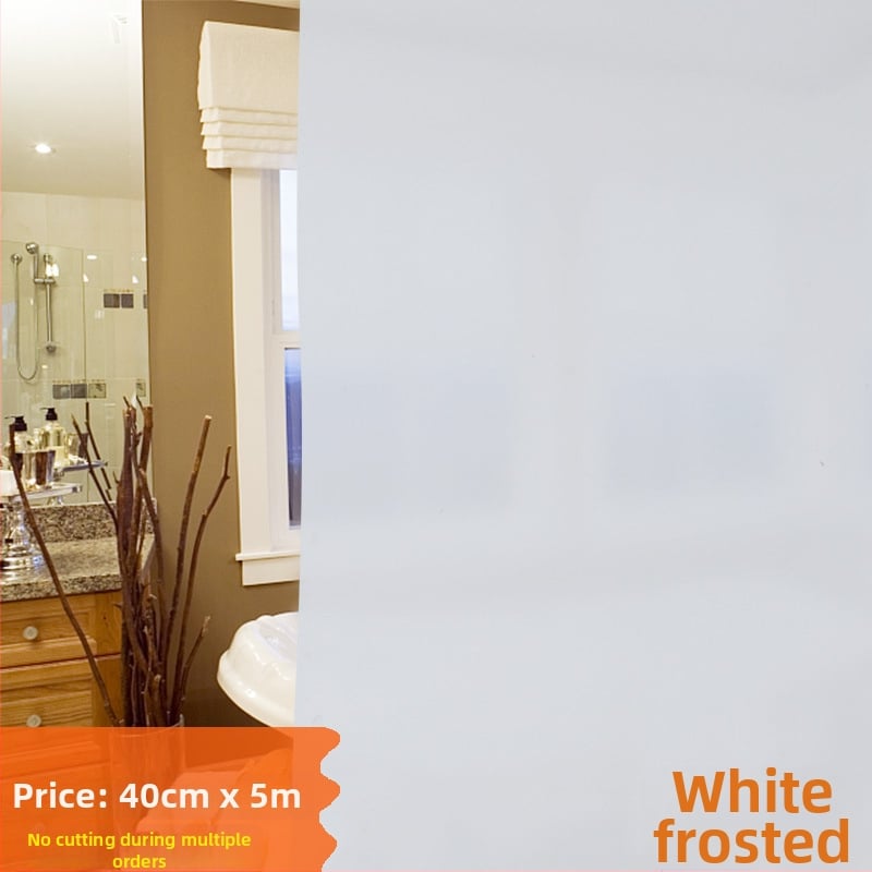 Savaime klijuojama matinio stiklo plėvelė langams – privatumas, vonios ir biuro erdvėms, PVC, nepermatoma, vienos spalvos raštas
