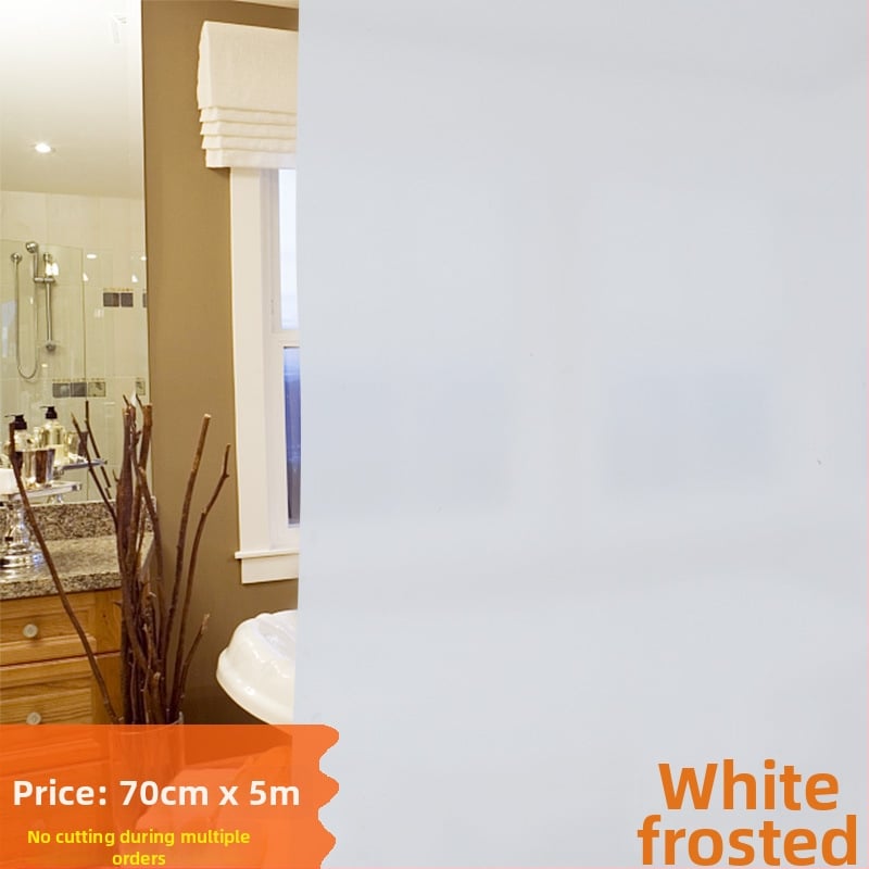 Savaime klijuojama matinio stiklo plėvelė langams – privatumas, vonios ir biuro erdvėms, PVC, nepermatoma, vienos spalvos raštas