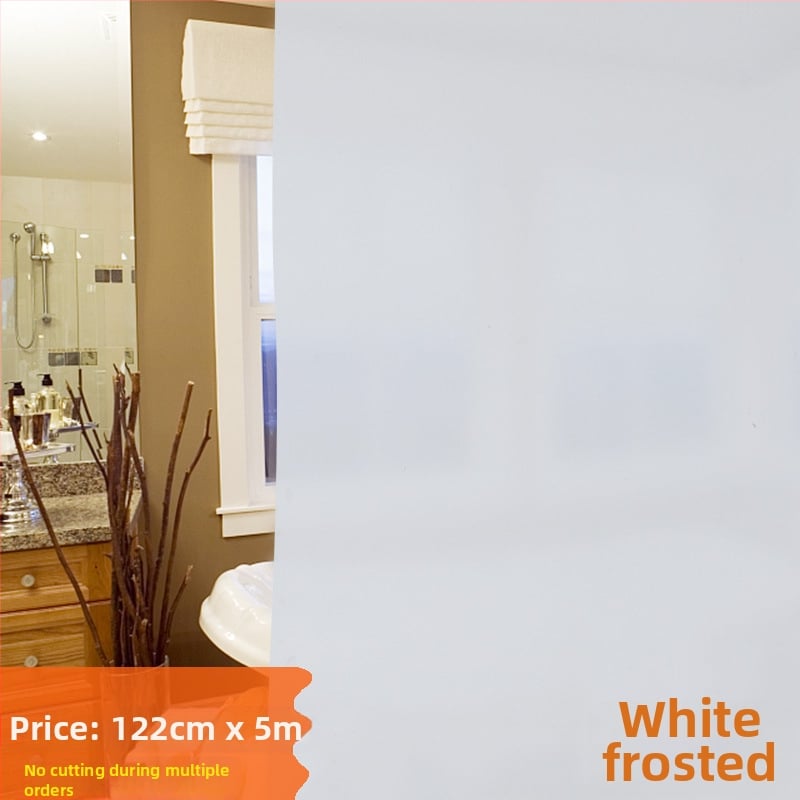 Savaime klijuojama matinio stiklo plėvelė langams – privatumas, vonios ir biuro erdvėms, PVC, nepermatoma, vienos spalvos raštas