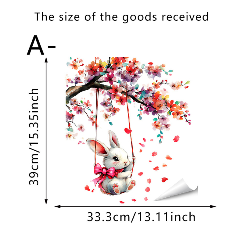 PVC стенен стикер - Великденско сладко зайче, самозалепващ, водоустойчив, едно парче, подходящ за дневна, спалня и кухня