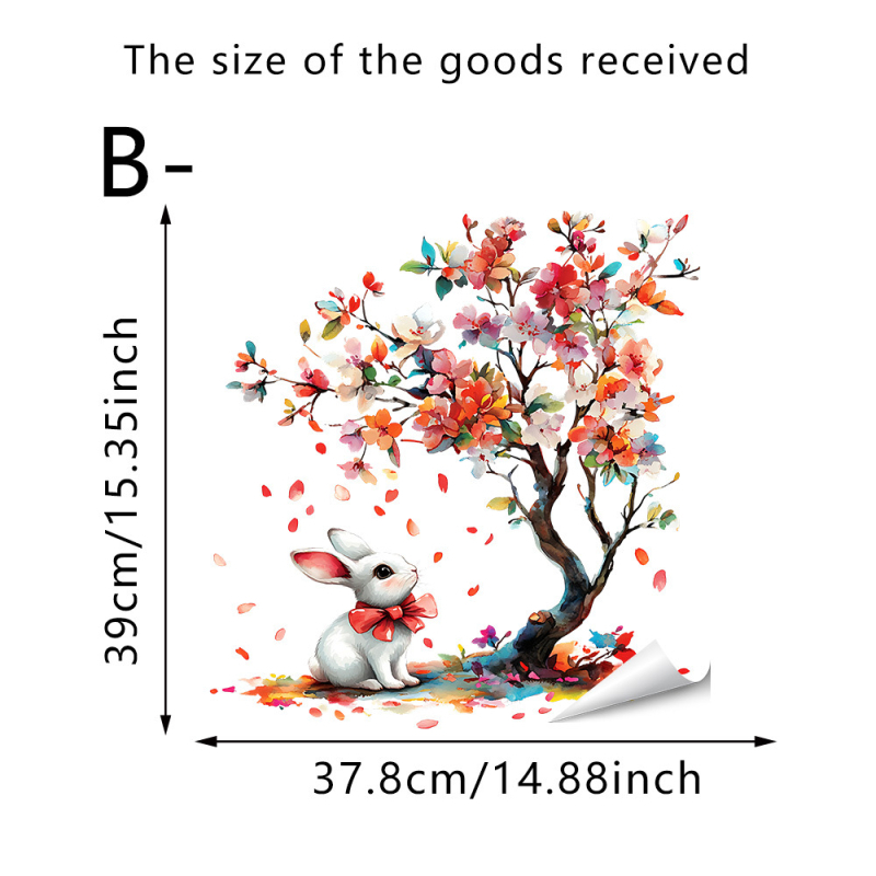 PVC стенен стикер - Великденско сладко зайче, самозалепващ, водоустойчив, едно парче, подходящ за дневна, спалня и кухня