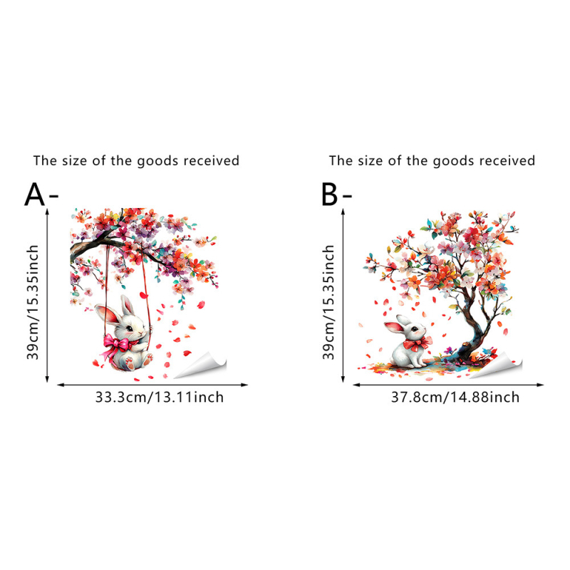 PVC стенен стикер - Великденско сладко зайче, самозалепващ, водоустойчив, едно парче, подходящ за дневна, спалня и кухня