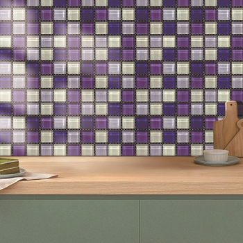 3D мозайкови самозалепващи стенни стикери за кухня и баня; PVC плочи; водоустойчиви, влагозащитни и маслозащитни; узор: хаундстут (houndstooth) и абстрактно рисуване; повече от 5 части