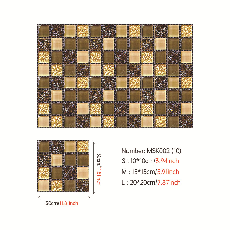 3D мозайкови самозалепващи стенни стикери за кухня и баня; PVC плочи; водоустойчиви, влагозащитни и маслозащитни; узор: хаундстут (houndstooth) и абстрактно рисуване; повече от 5 части