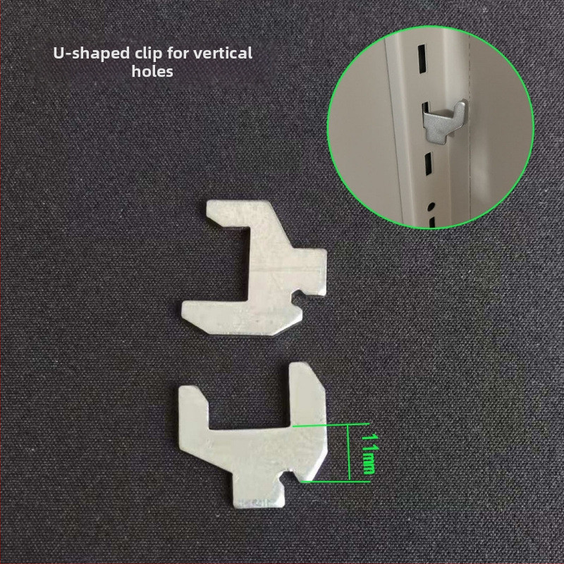 Metalo archyvinių spintų priedai: sustorėtas skyriklio spaustukas, spintos užrakinimo klipsas, ištemptas lentynos laikiklis (šiuolaikinio minimalistinio stiliaus)