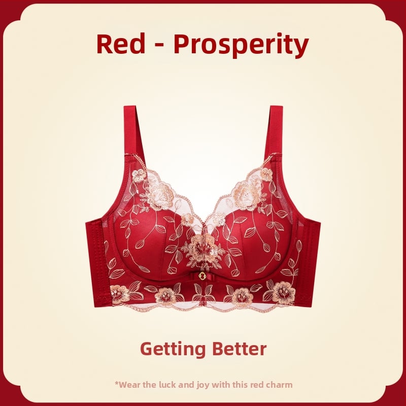 Női melltartó készlet — vezeték nélküli Push-Up, oldalsó emelés, anti-sag, 3/4 kosár, fix pántok, hátsó négy sor kapocs