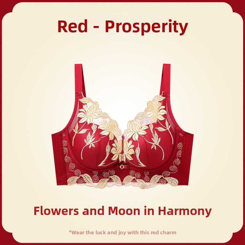 Női melltartó készlet — vezeték nélküli Push-Up, oldalsó emelés, anti-sag, 3/4 kosár, fix pántok, hátsó négy sor kapocs