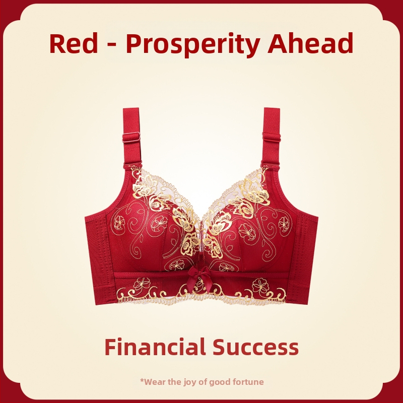 Női melltartó készlet — vezeték nélküli Push-Up, oldalsó emelés, anti-sag, 3/4 kosár, fix pántok, hátsó négy sor kapocs