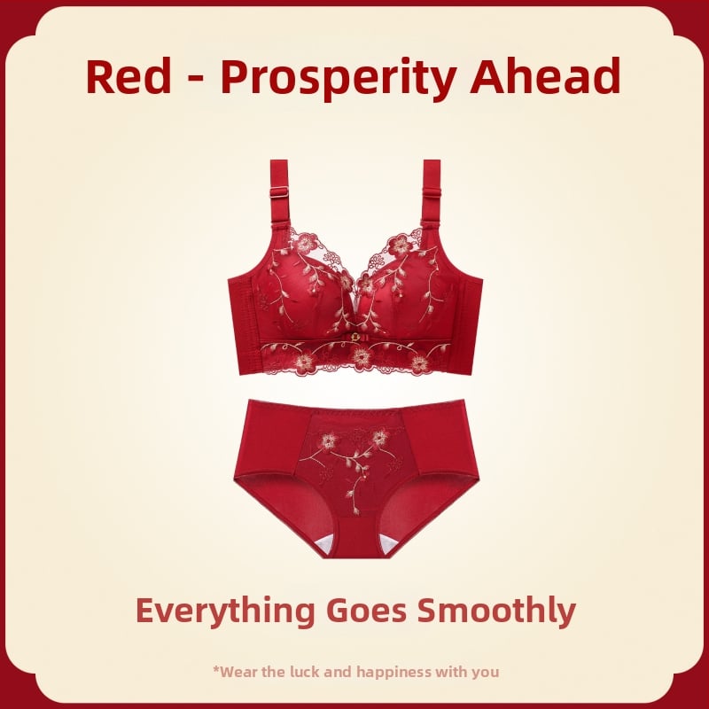 Női melltartó készlet — vezeték nélküli Push-Up, oldalsó emelés, anti-sag, 3/4 kosár, fix pántok, hátsó négy sor kapocs