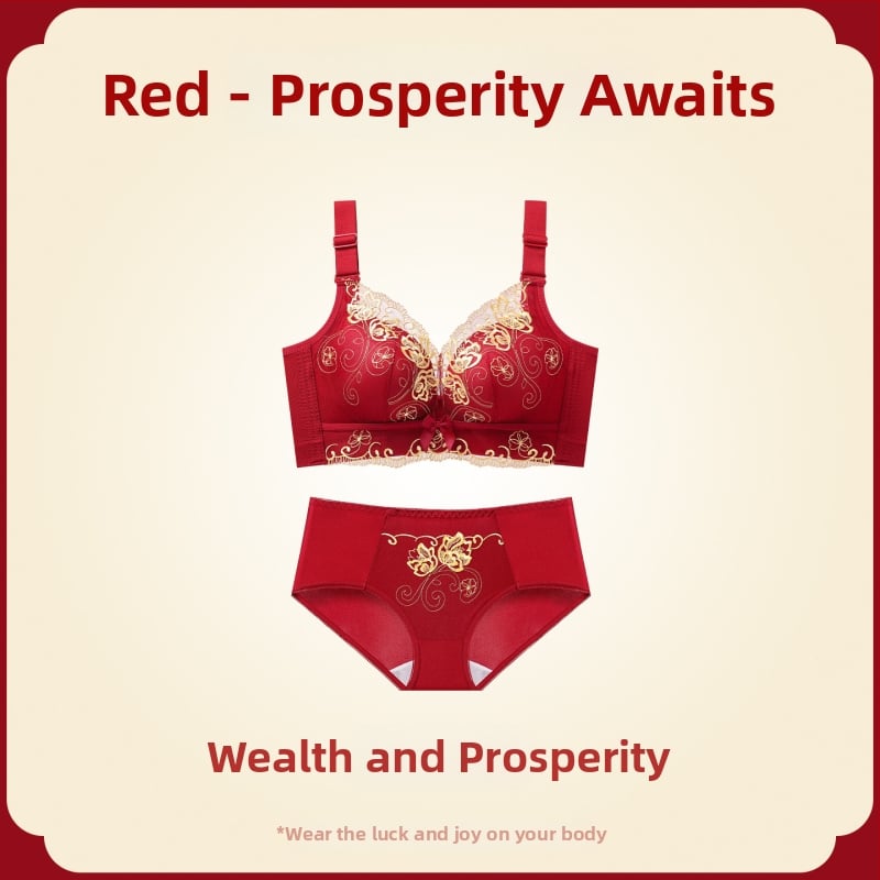 Női melltartó készlet — vezeték nélküli Push-Up, oldalsó emelés, anti-sag, 3/4 kosár, fix pántok, hátsó négy sor kapocs