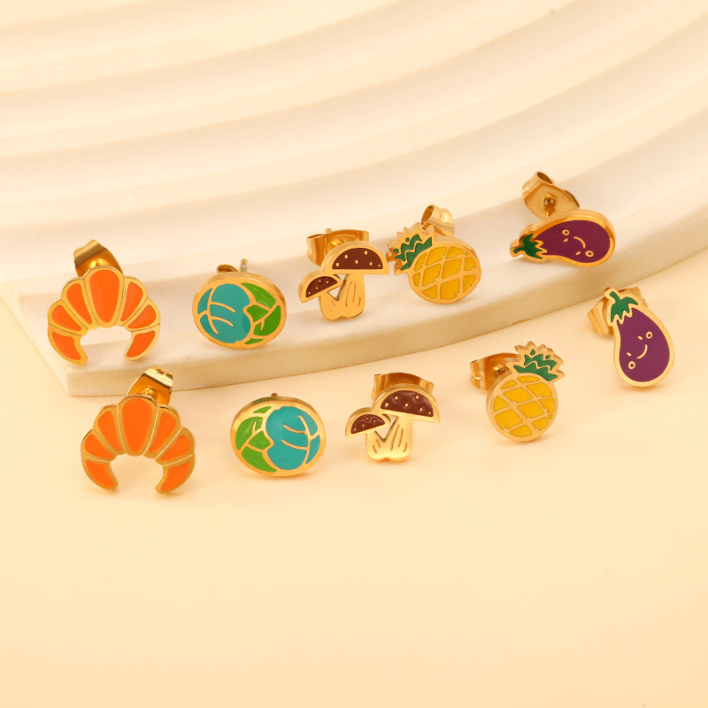 Cercei cu motiv de fructe, Design original, oțel inoxidabil, pentru femei (Material: oțel inoxidabil; Vârf urechi: oțel inoxidabil; Stil: design original; Categoria: cercei)