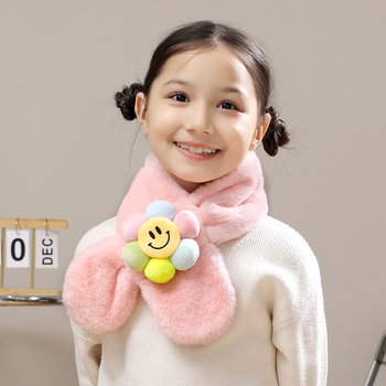 Vaikų šalikas, pūkų pluošto, Cartoon raštas, warp mezgimas, išlaiko šilumą