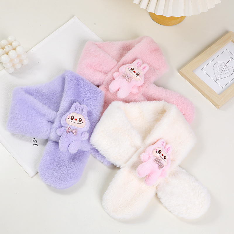 Vaikų šalikas, pūkų pluošto, Cartoon raštas, warp mezgimas, išlaiko šilumą