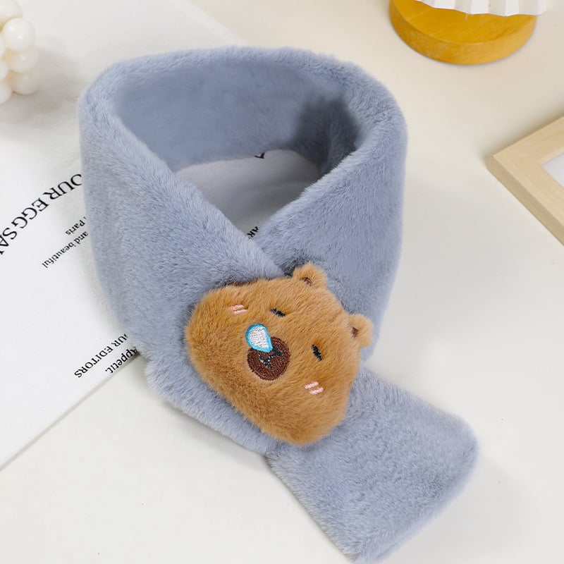 Vaikų šalikas, pūkų pluošto, Cartoon raštas, warp mezgimas, išlaiko šilumą