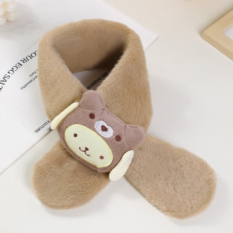 Vaikų šalikas, pūkų pluošto, Cartoon raštas, warp mezgimas, išlaiko šilumą