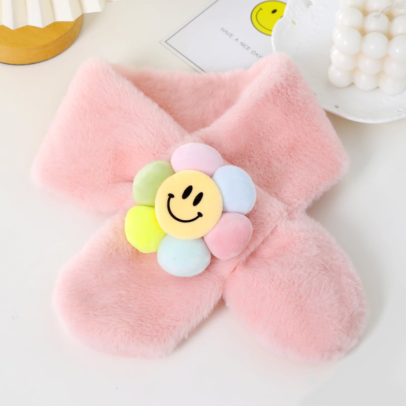 Vaikų šalikas, pūkų pluošto, Cartoon raštas, warp mezgimas, išlaiko šilumą