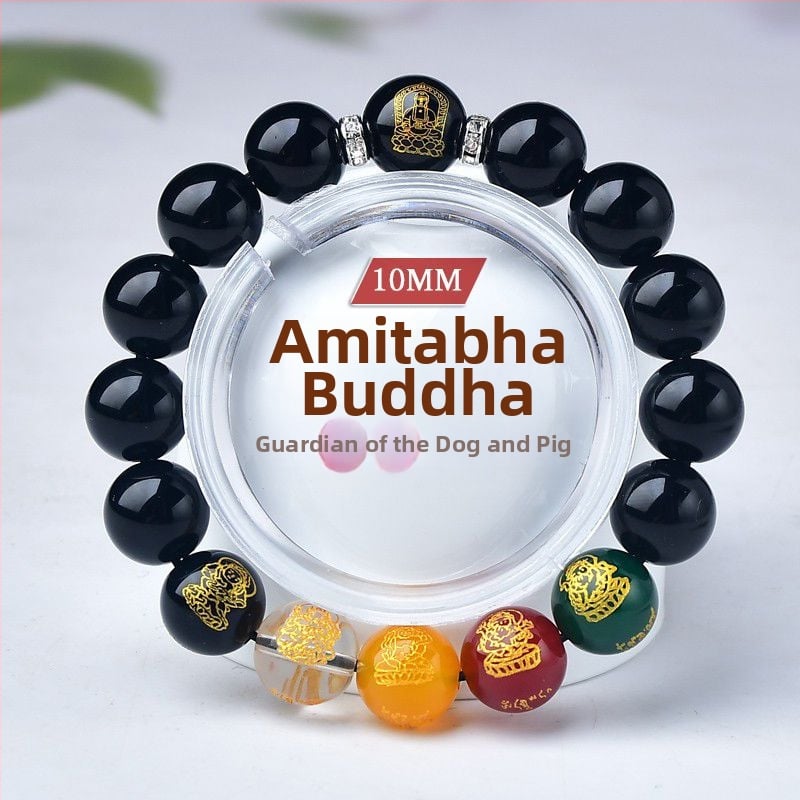 Barackfafából készült karkötő, kézzel készített, uniszex ima gyöngyökkel – a Zodiákus védője és az Öt Irány Istene a Gazdagságnak