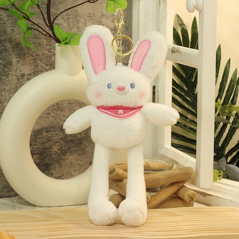 Πολυλειτουργικό λαγουδάκι plush παιχνίδι με τραβώμενα αυτιά, μπρελόκ και κρεμαστό, κοντό βελούδινο ύφασμα, προσαρμογή ανά σχέδιο, για ηλικίες 7–14 ετών