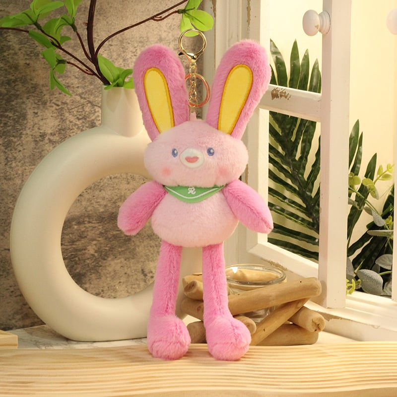 Πολυλειτουργικό λαγουδάκι plush παιχνίδι με τραβώμενα αυτιά, μπρελόκ και κρεμαστό, κοντό βελούδινο ύφασμα, προσαρμογή ανά σχέδιο, για ηλικίες 7–14 ετών