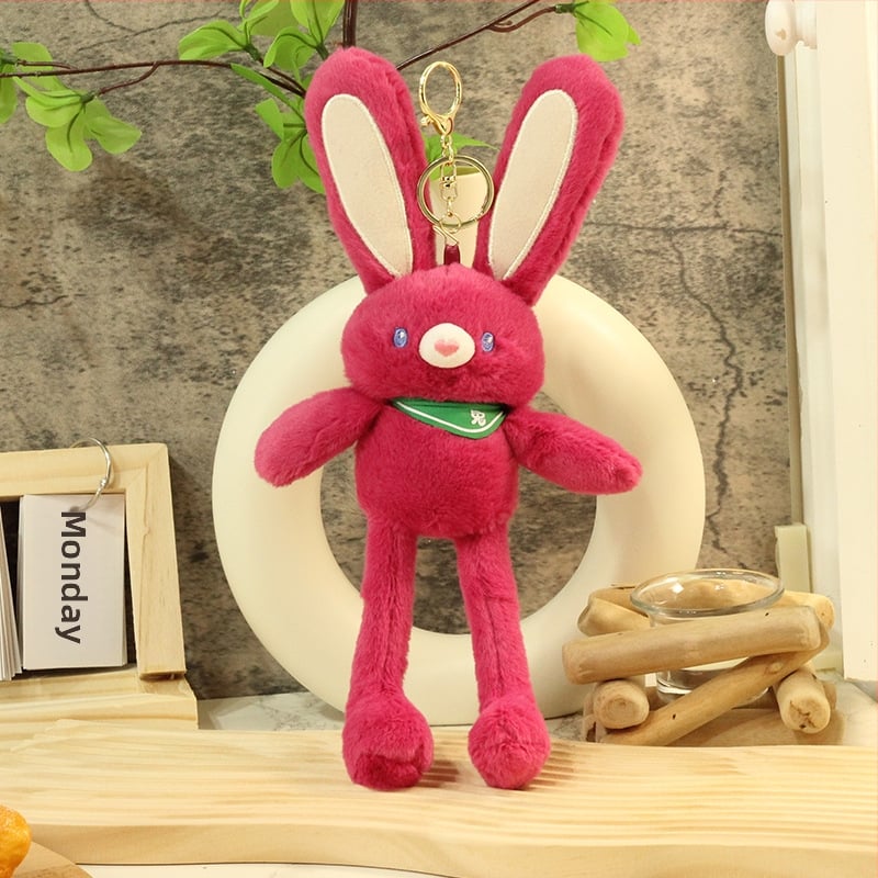 Πολυλειτουργικό λαγουδάκι plush παιχνίδι με τραβώμενα αυτιά, μπρελόκ και κρεμαστό, κοντό βελούδινο ύφασμα, προσαρμογή ανά σχέδιο, για ηλικίες 7–14 ετών