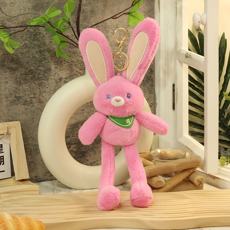 Πολυλειτουργικό λαγουδάκι plush παιχνίδι με τραβώμενα αυτιά, μπρελόκ και κρεμαστό, κοντό βελούδινο ύφασμα, προσαρμογή ανά σχέδιο, για ηλικίες 7–14 ετών