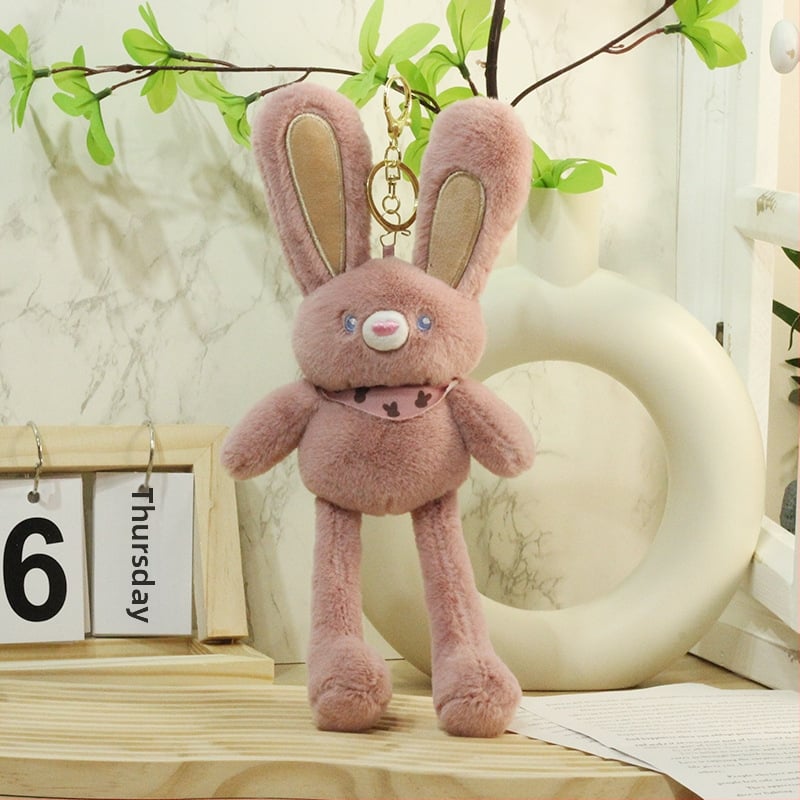 Πολυλειτουργικό λαγουδάκι plush παιχνίδι με τραβώμενα αυτιά, μπρελόκ και κρεμαστό, κοντό βελούδινο ύφασμα, προσαρμογή ανά σχέδιο, για ηλικίες 7–14 ετών