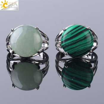 Žiedas su natūraliu akmeniu ir vario pagrindu, moteriškas minimalistinis stilius, krištolo akcentas – CSJA Jewelry