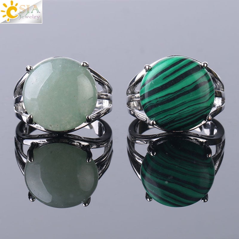 Žiedas su natūraliu akmeniu ir vario pagrindu, moteriškas minimalistinis stilius, krištolo akcentas – CSJA Jewelry