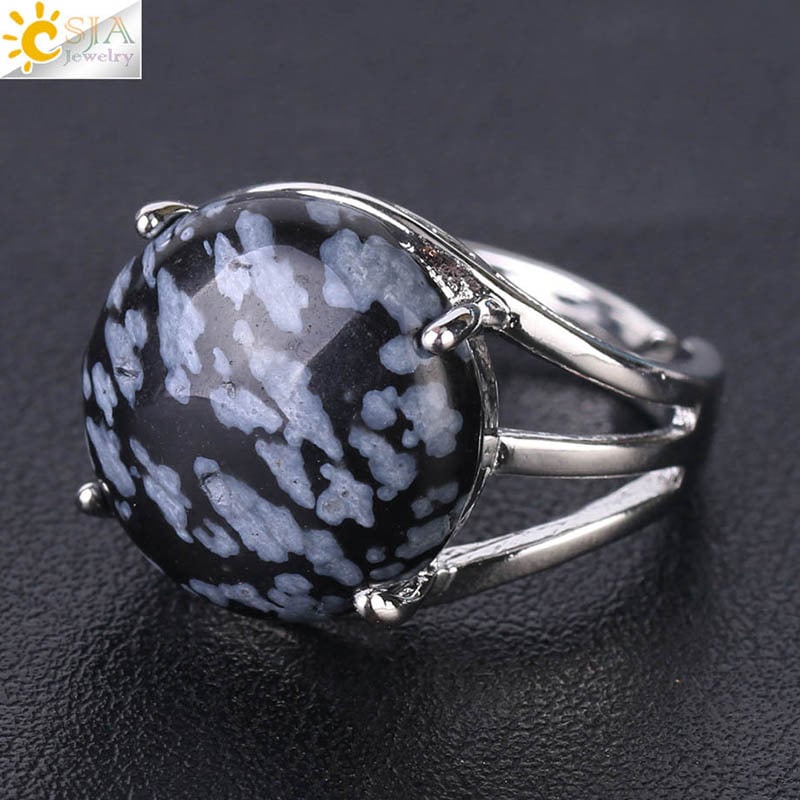 Žiedas su natūraliu akmeniu ir vario pagrindu, moteriškas minimalistinis stilius, krištolo akcentas – CSJA Jewelry