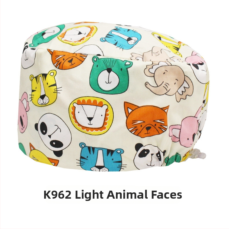 Хирургическа памучна шапка, унисекс, куполна форма, карикатурен принт, подходяща за всички сезони