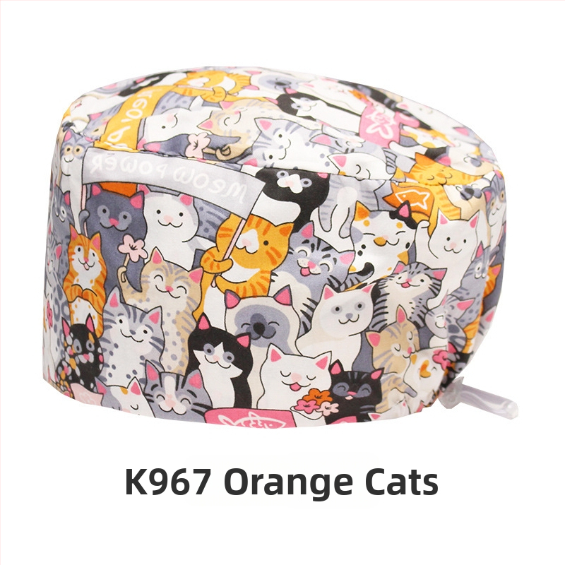 Хирургическа памучна шапка, унисекс, куполна форма, карикатурен принт, подходяща за всички сезони