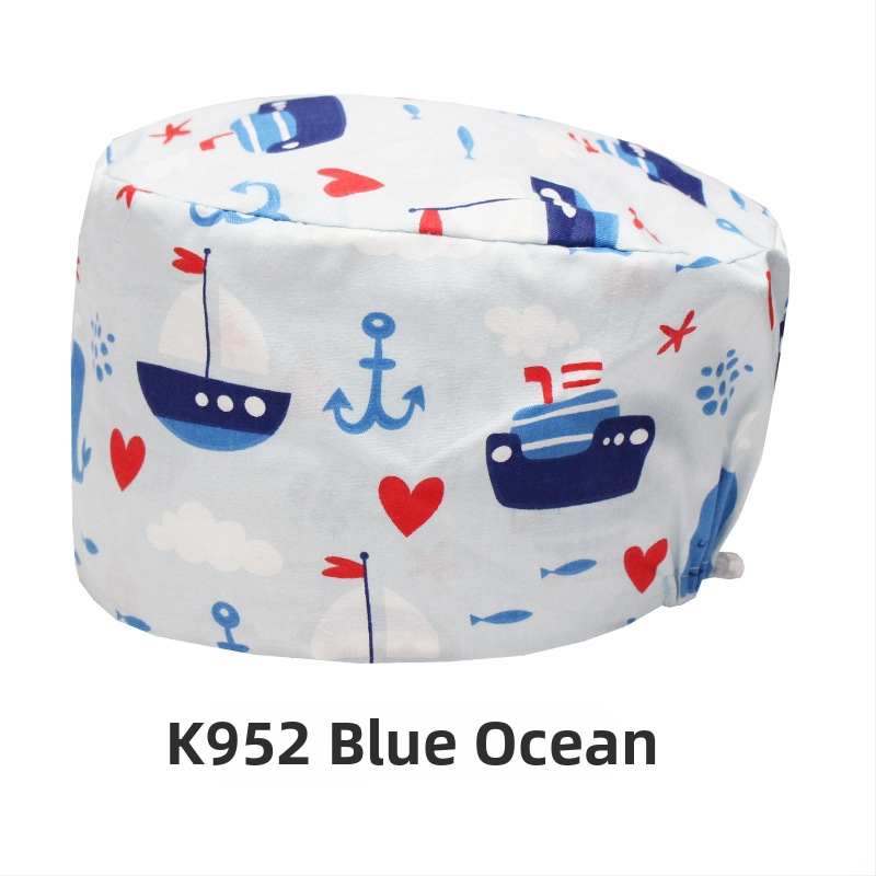 Хирургическа памучна шапка, унисекс, куполна форма, карикатурен принт, подходяща за всички сезони