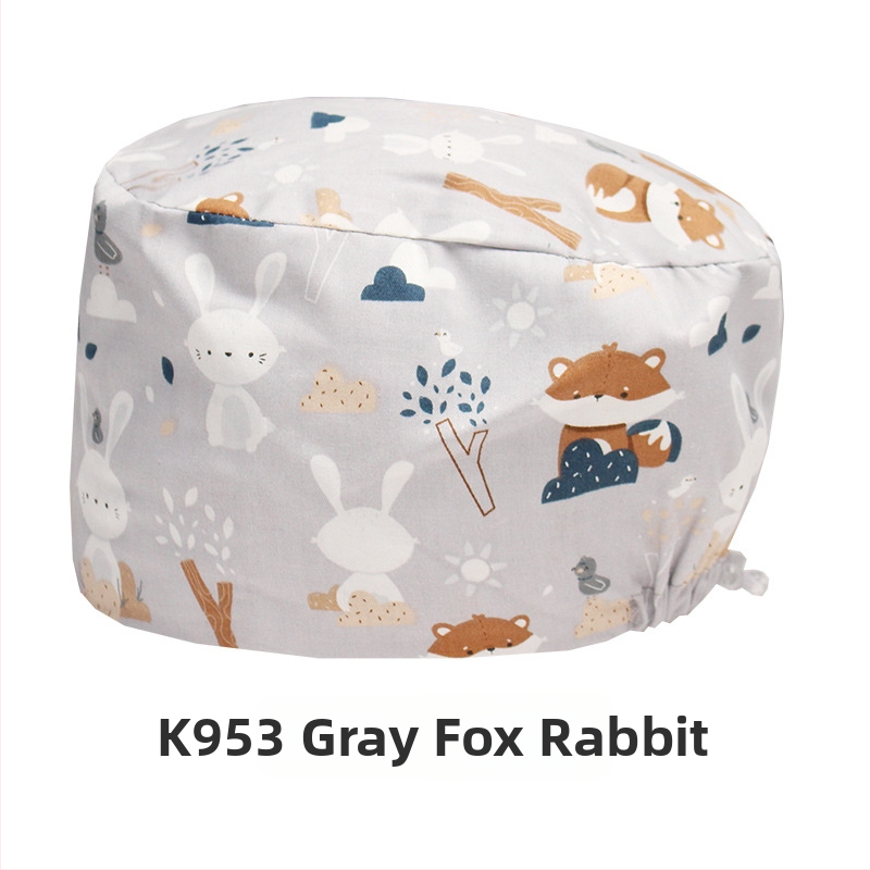 Хирургическа памучна шапка, унисекс, куполна форма, карикатурен принт, подходяща за всички сезони