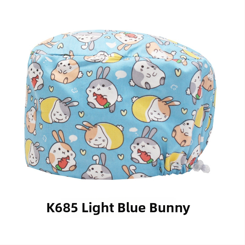 Хирургическа памучна шапка, унисекс, куполна форма, карикатурен принт, подходяща за всички сезони