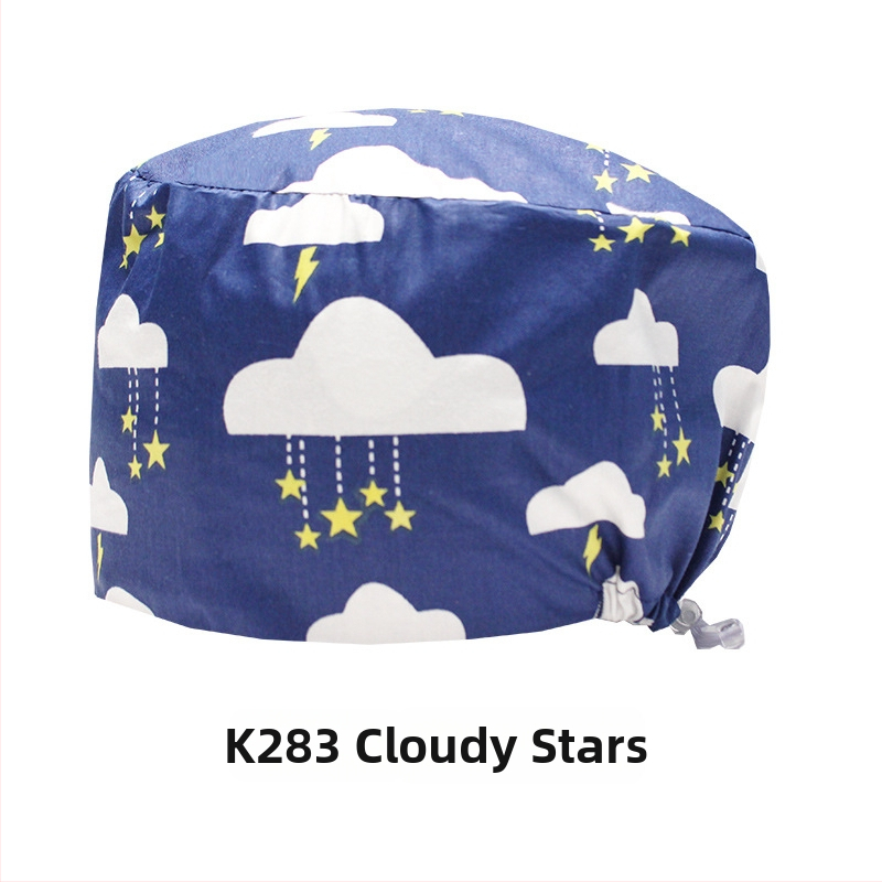 Хирургическа памучна шапка, унисекс, куполна форма, карикатурен принт, подходяща за всички сезони