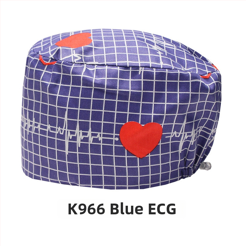 Хирургическа памучна шапка, унисекс, куполна форма, карикатурен принт, подходяща за всички сезони