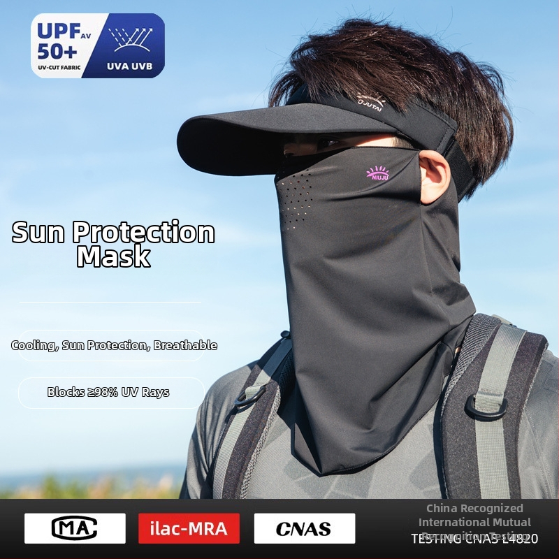 Muška ljetna maska za lice s UV zaštitom — otpornost na prašinu, poliester vlakno, stil nacionalnog vjetra