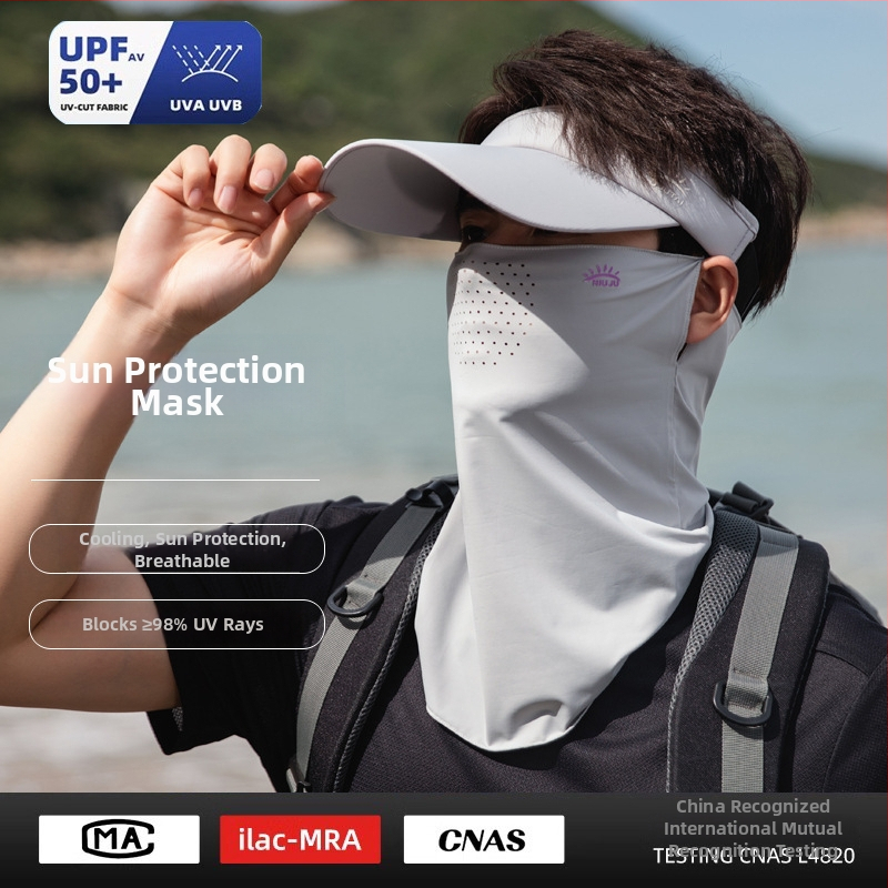 Muška ljetna maska za lice s UV zaštitom — otpornost na prašinu, poliester vlakno, stil nacionalnog vjetra