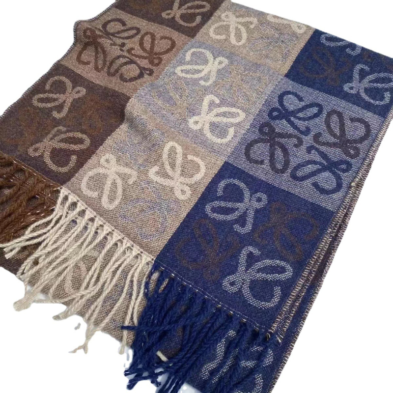 Ženski šal od umjetnog kašmira, žakardno pletenje s resicama, karirani uzorak, poliester