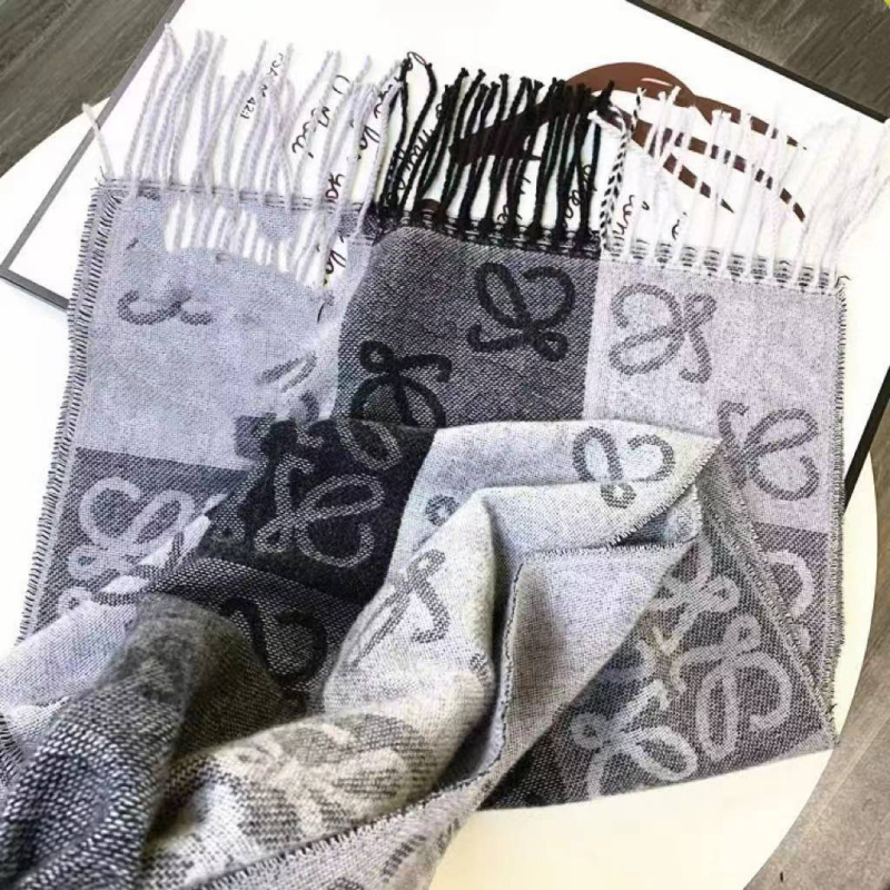 Ženski šal od umjetnog kašmira, žakardno pletenje s resicama, karirani uzorak, poliester