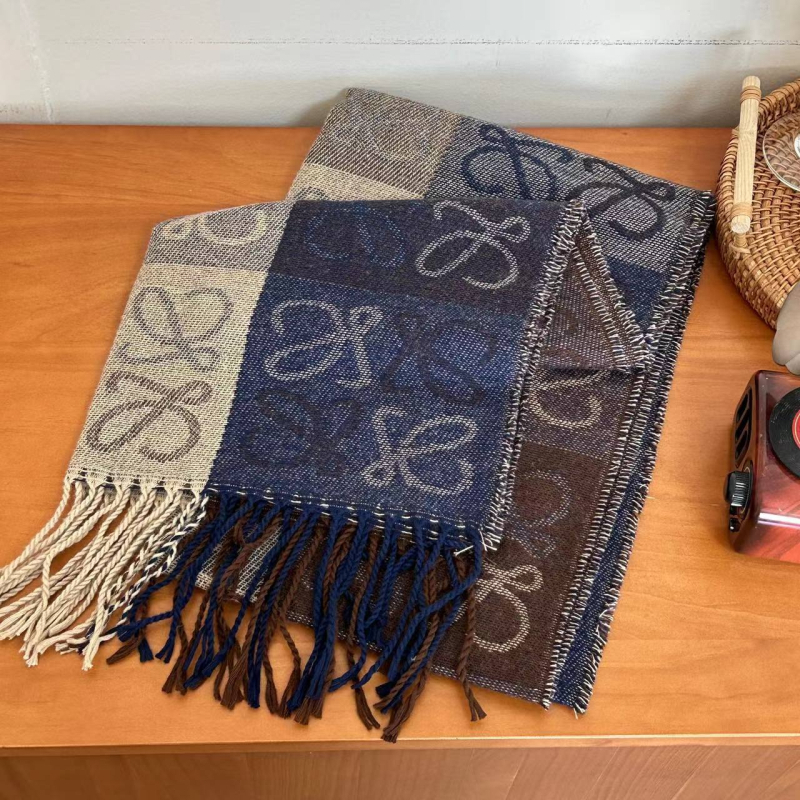 Ženski šal od umjetnog kašmira, žakardno pletenje s resicama, karirani uzorak, poliester