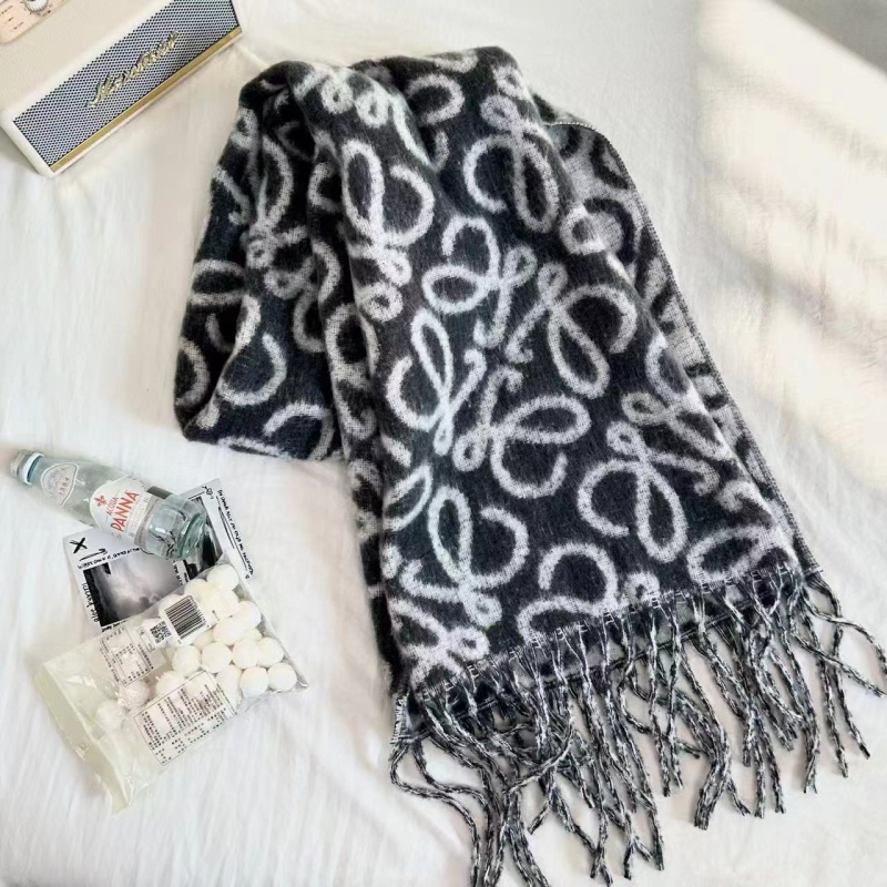 Ženski šal od umjetnog kašmira, žakardno pletenje s resicama, karirani uzorak, poliester