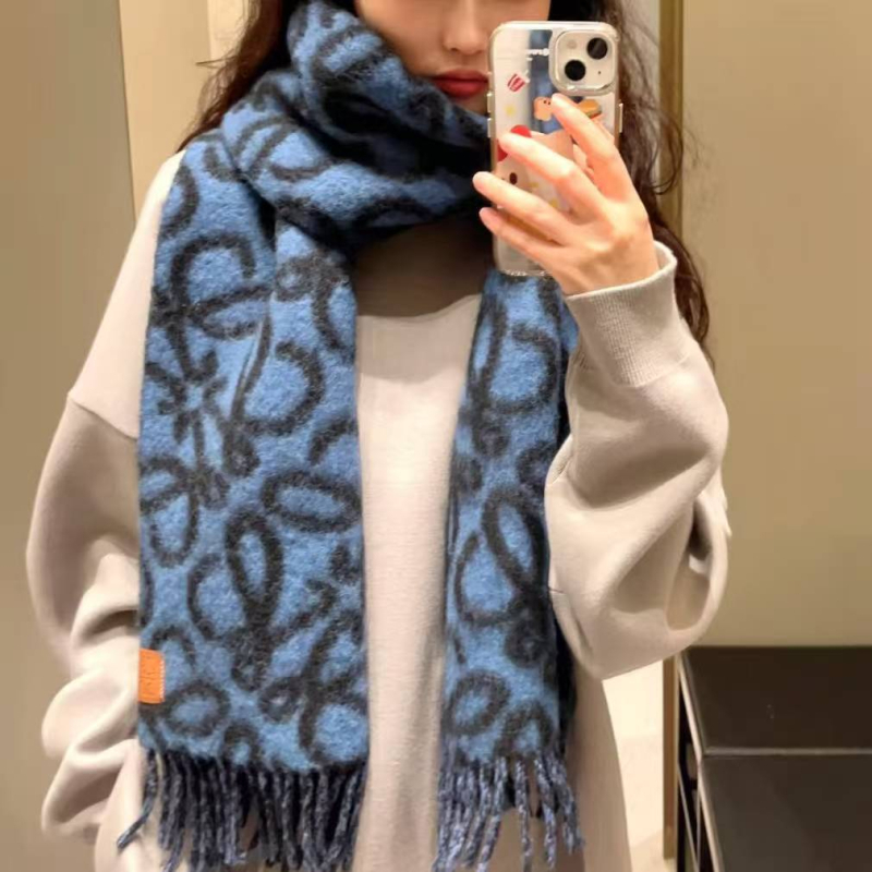 Ženski šal od umjetnog kašmira, žakardno pletenje s resicama, karirani uzorak, poliester