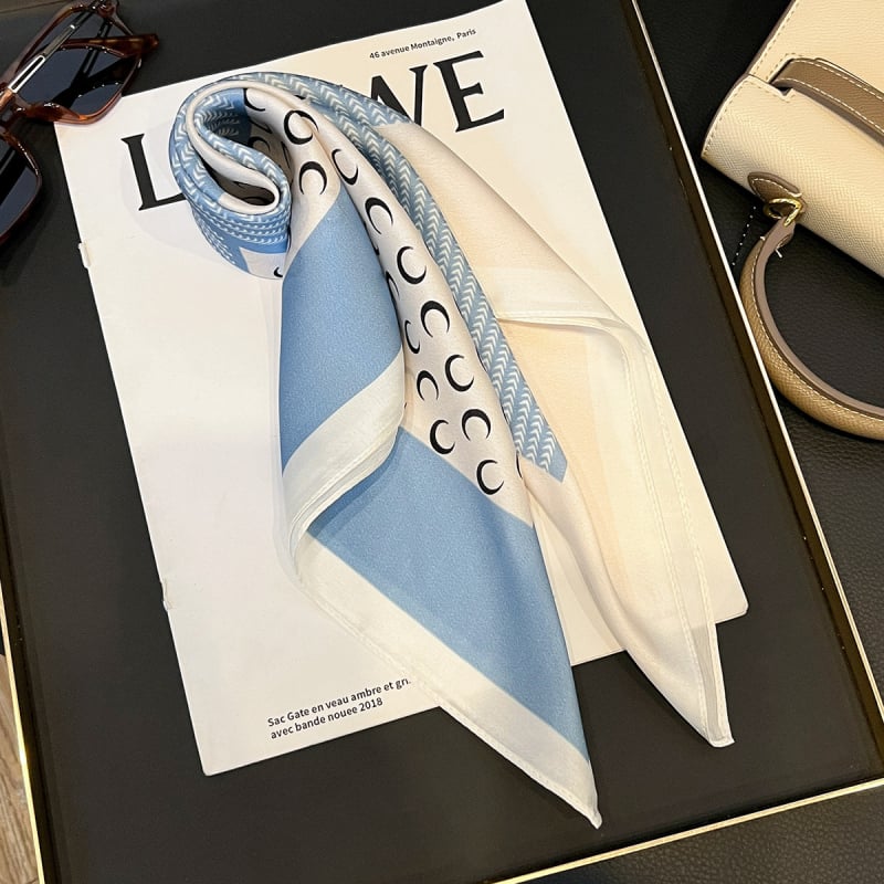 Дамски копринен шал | 100% коприна, сатенено тъкане, квадратна форма, пролет 2025 издание