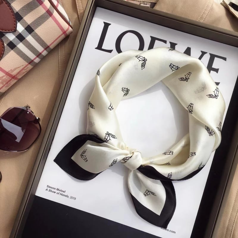 Дамски копринен шал | 100% коприна, сатенено тъкане, квадратна форма, пролет 2025 издание