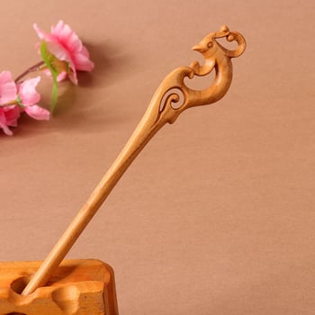 Koka divpusēja gravēta matu saspraude, antīkā retro stils, ģeometrijisks dizains, pielāgošana pieejama