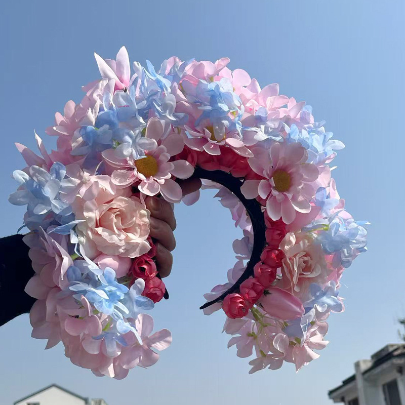 Dječja kopča za kosu s cvijetom — etničkog stila, ručno izrađeni dodatak za fotografiranje